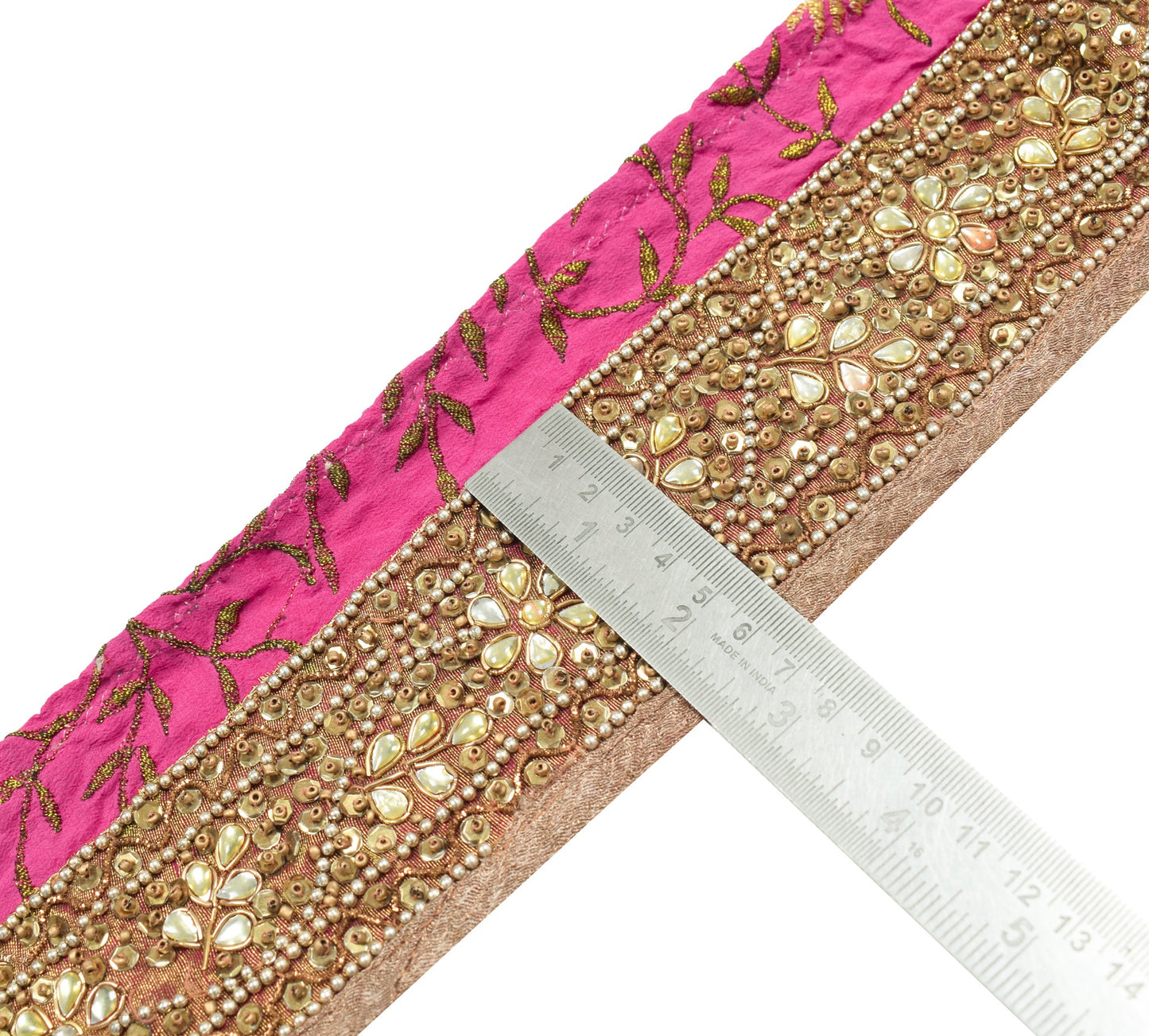 Sushila Vintage Crepe Saree Border Hand Beaded Craft Sewing Trim Lace Ribbon