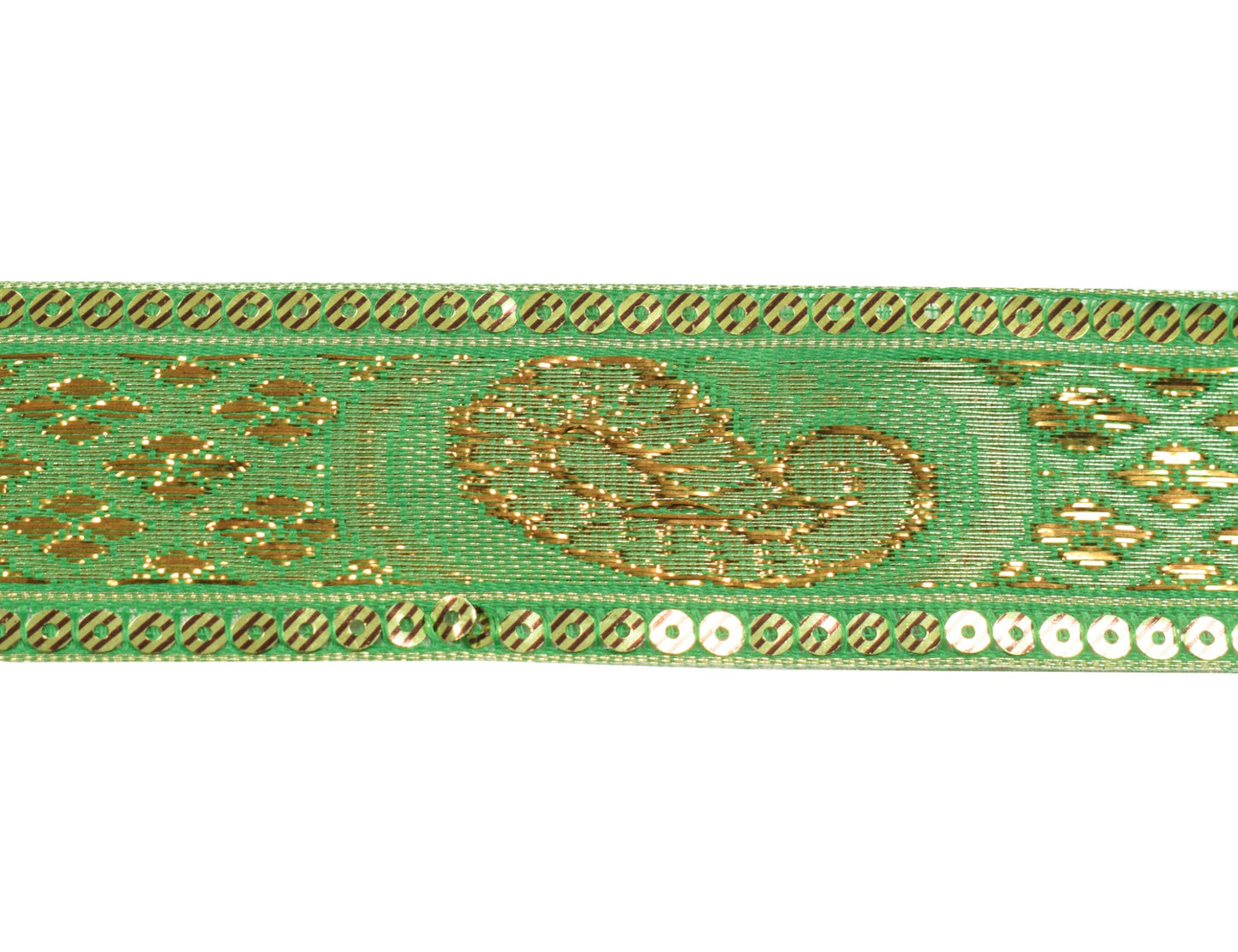 Sushila Vintage Green Saree Border Indian Craft Sewing Trim Woven Lace Ribbon