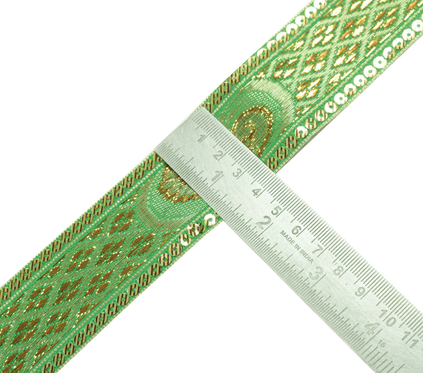 Sushila Vintage Green Saree Border Indian Craft Sewing Trim Woven Lace Ribbon