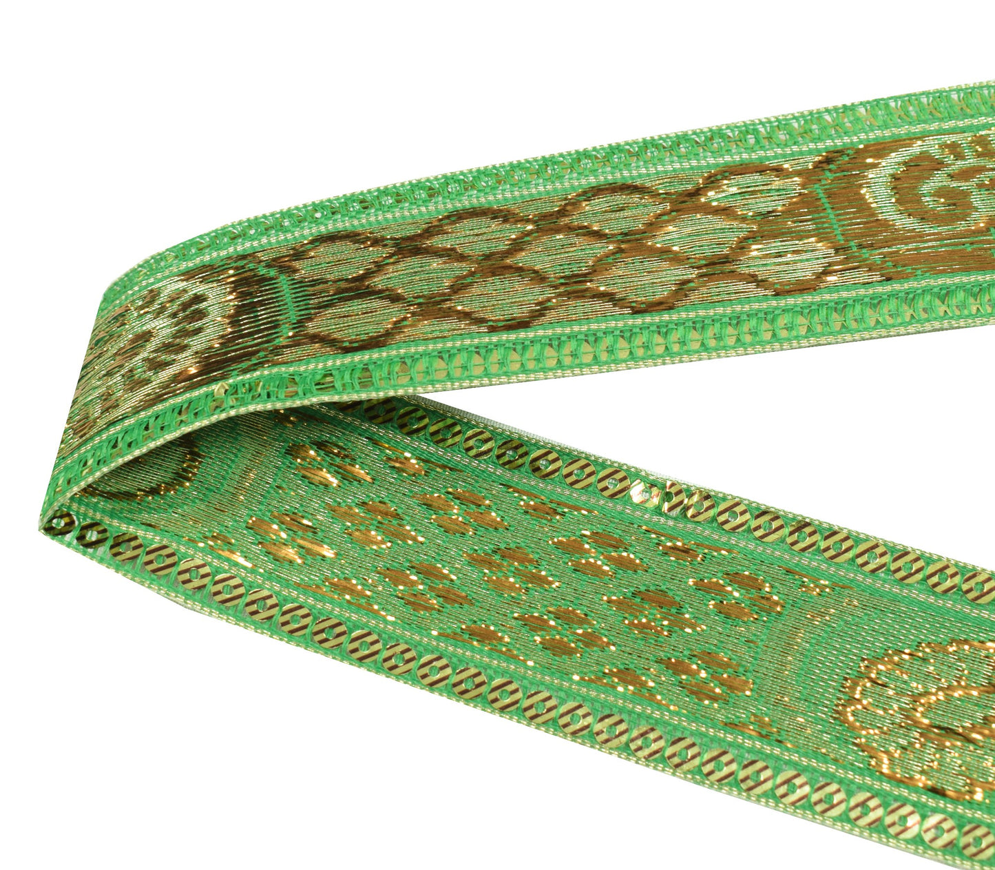 Sushila Vintage Green Saree Border Indian Craft Sewing Trim Woven Lace Ribbon
