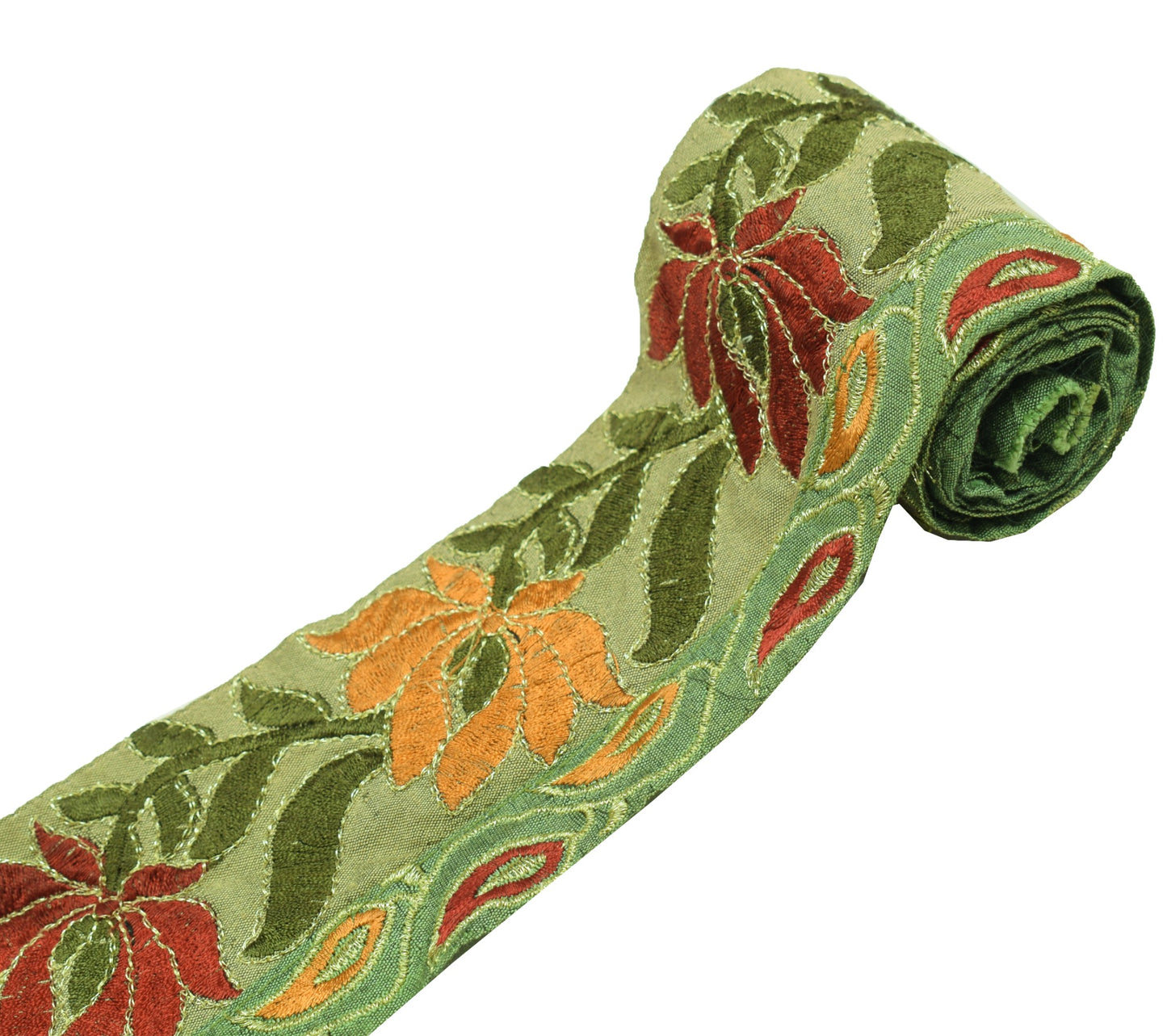 Sushila Vintage Cotton Saree Border Embroidered Craft Sewing Trim Lace Ribbon