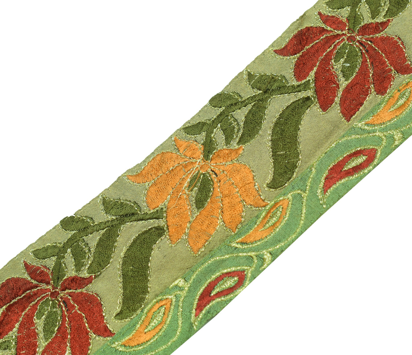Sushila Vintage Cotton Saree Border Embroidered Craft Sewing Trim Lace Ribbon