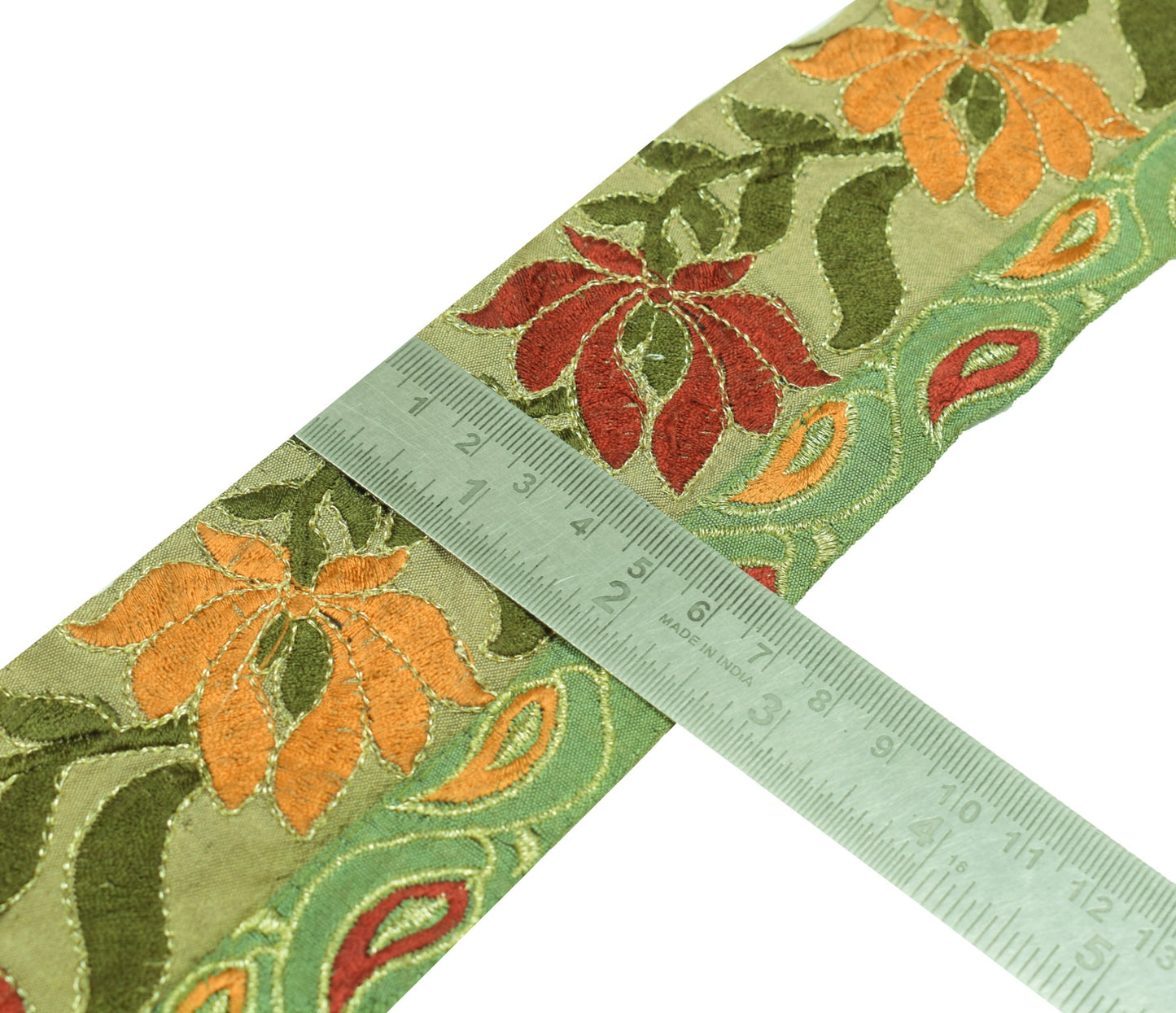 Sushila Vintage Cotton Saree Border Embroidered Craft Sewing Trim Lace Ribbon