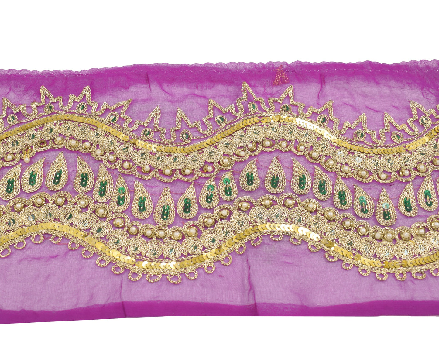 Sushila Vintage Purple Saree Border Indian Craft Sewing Trim Zari Work Ribbon