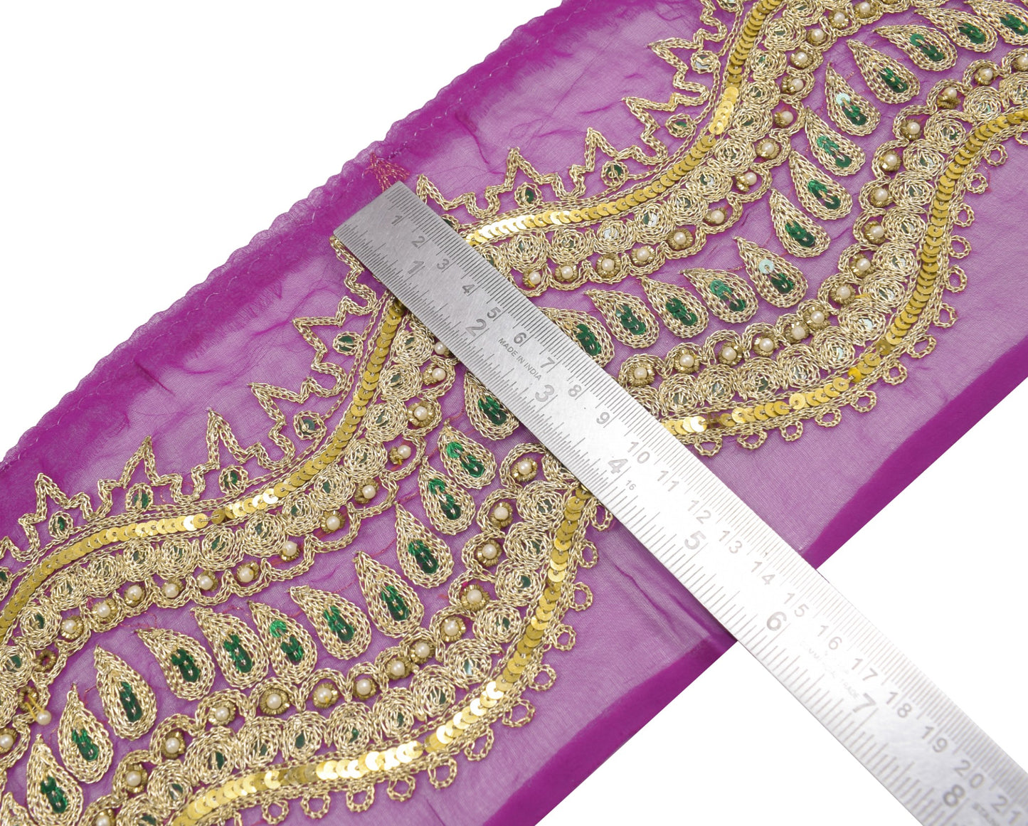 Sushila Vintage Purple Saree Border Indian Craft Sewing Trim Zari Work Ribbon