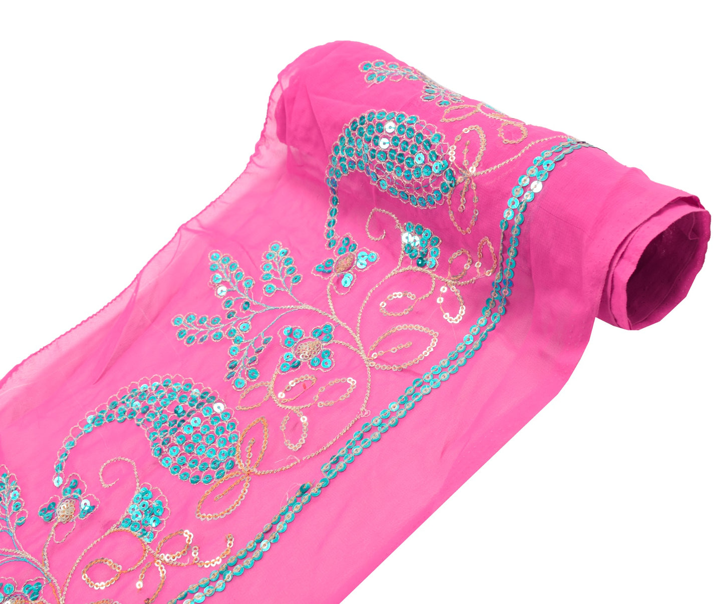 Sushila Vintage Pink Saree Border Sequins Work Craft Sewing Trim Lace Ribbon