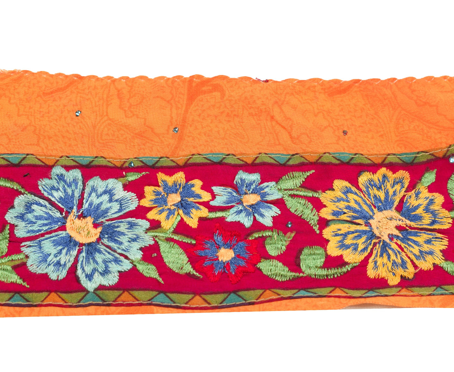 Sushila Vintage Magenta Saree Border Crepe Embroidered Craft Sewing Trim Ribbon