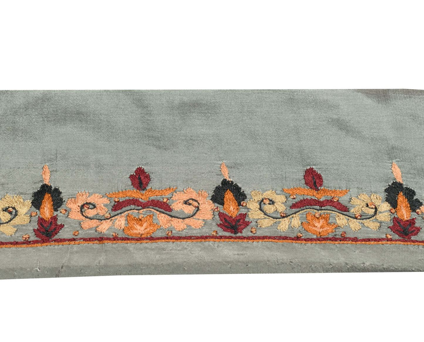 Sushila Vintage Gray Silk Saree Border  Craft Sewing Trim Hand Work Lace Ribbon