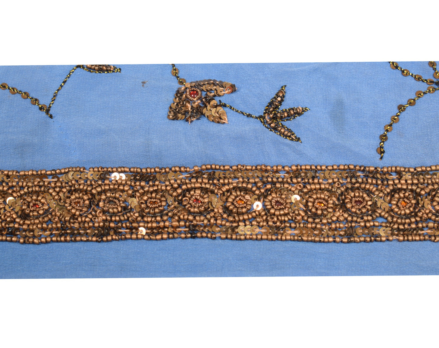 Sushila Vintage Crepe Saree Border Craft Sewing Trim Pearl Beads Embellish Lace