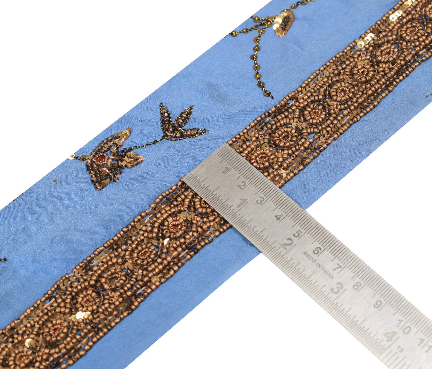 Sushila Vintage Crepe Saree Border Craft Sewing Trim Pearl Beads Embellish Lace