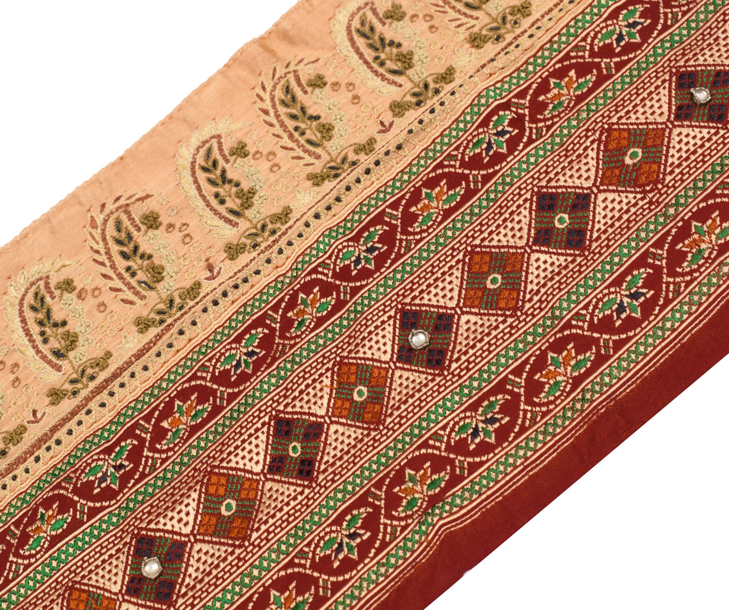 Sushila Vintage Banarasi Saree Border Red Satin Craft Sewing Trim Woven Ribbon
