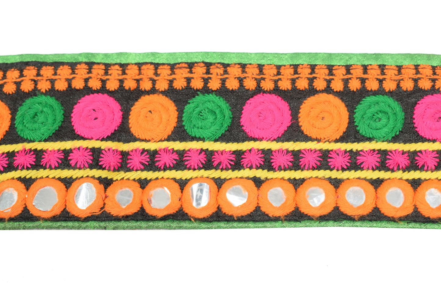 Sushila Vintage Black Saree Border Art Silk Craft Sewing Trim Embroidered Ribbon