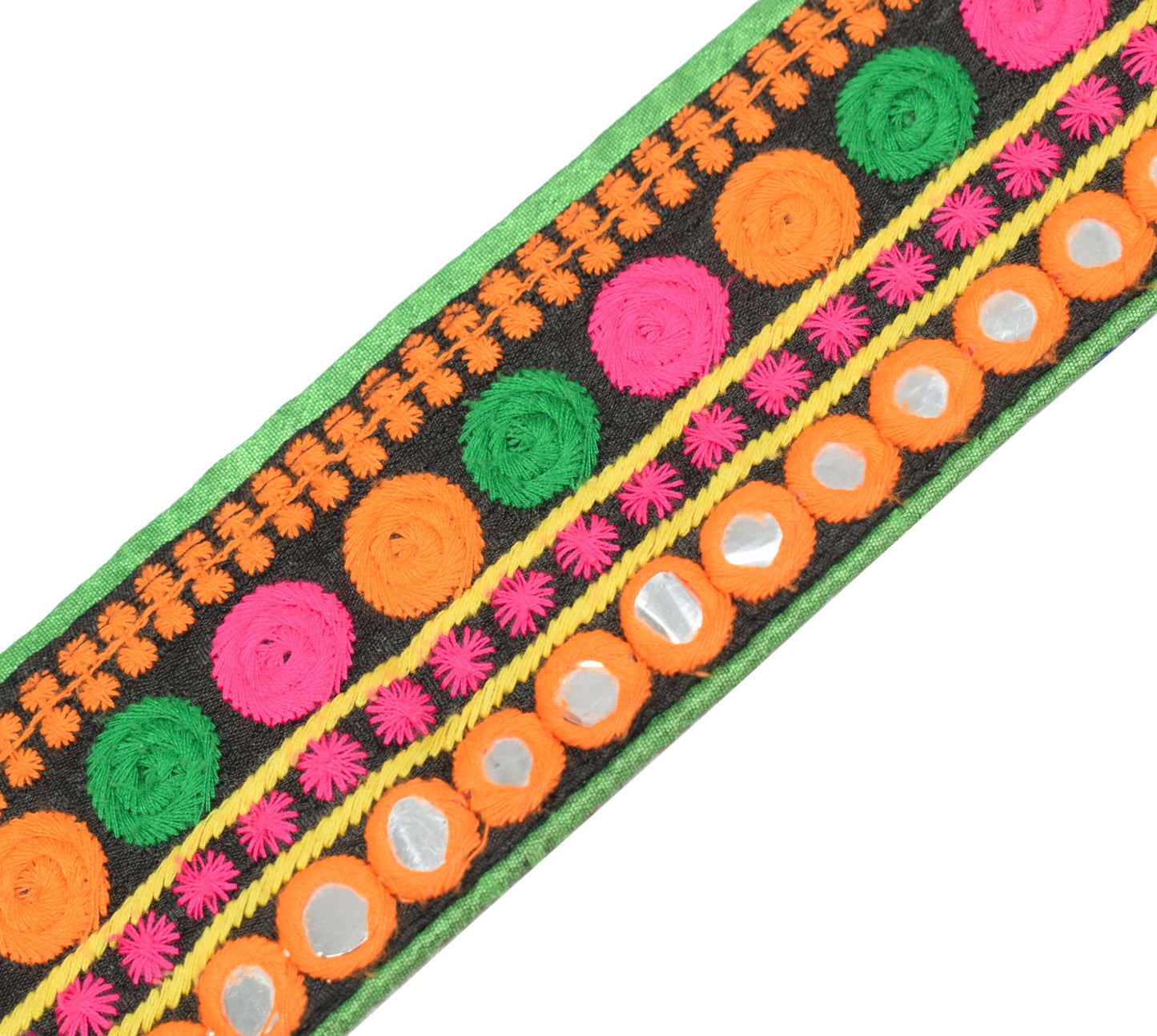 Sushila Vintage Black Saree Border Art Silk Craft Sewing Trim Embroidered Ribbon