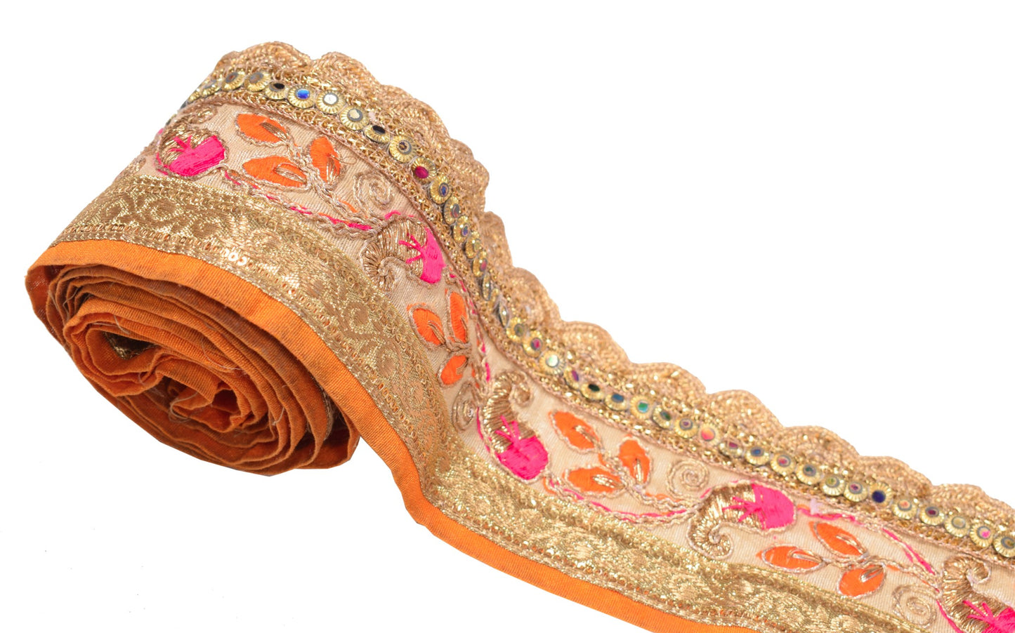 Sushila Vintage Cream Saree Embroidered Border Indian Craft Sewing Trim Ribbon