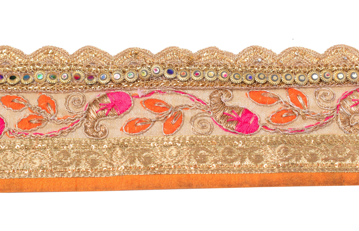 Sushila Vintage Cream Saree Embroidered Border Indian Craft Sewing Trim Ribbon