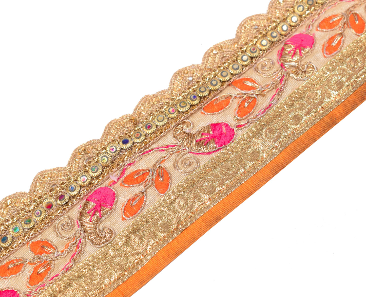 Sushila Vintage Cream Saree Embroidered Border Indian Craft Sewing Trim Ribbon