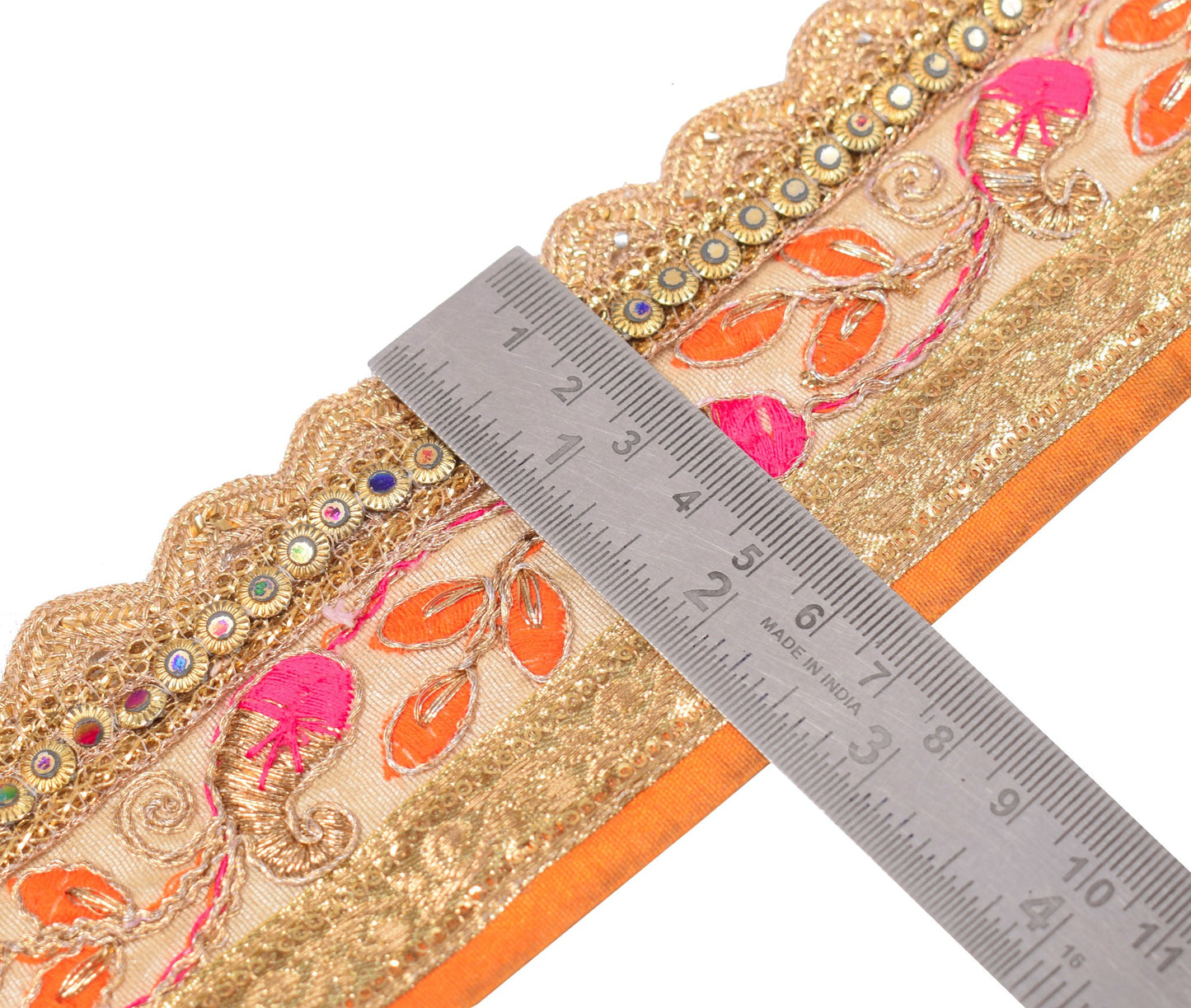 Sushila Vintage Cream Saree Embroidered Border Indian Craft Sewing Trim Ribbon