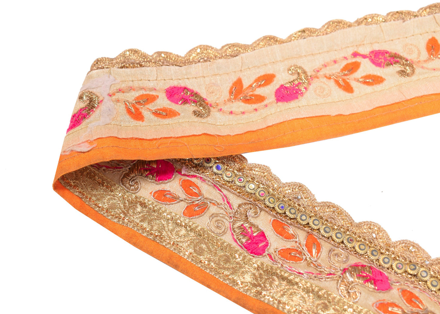 Sushila Vintage Cream Saree Embroidered Border Indian Craft Sewing Trim Ribbon