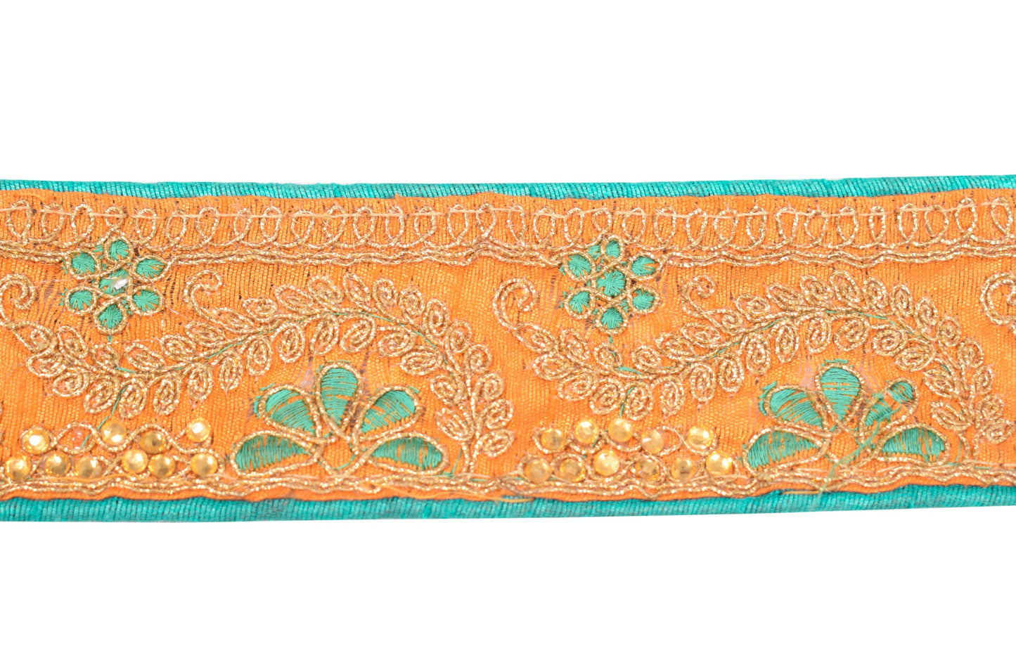 Sushila Vintage Orange Saree Border Embroidered Craft Sewing Trim Lace Ribbon