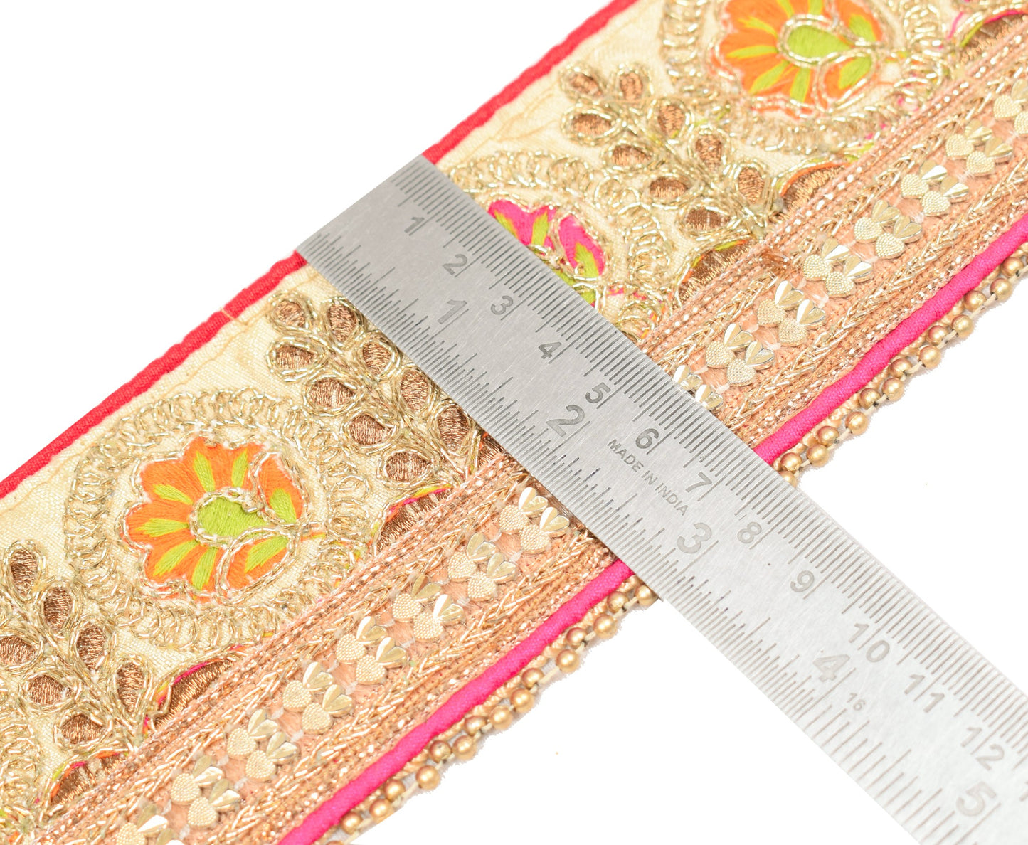 Sushila Vintage Saree Border Cream Art Silk Craft Sewing Trim Embroidered Ribbon