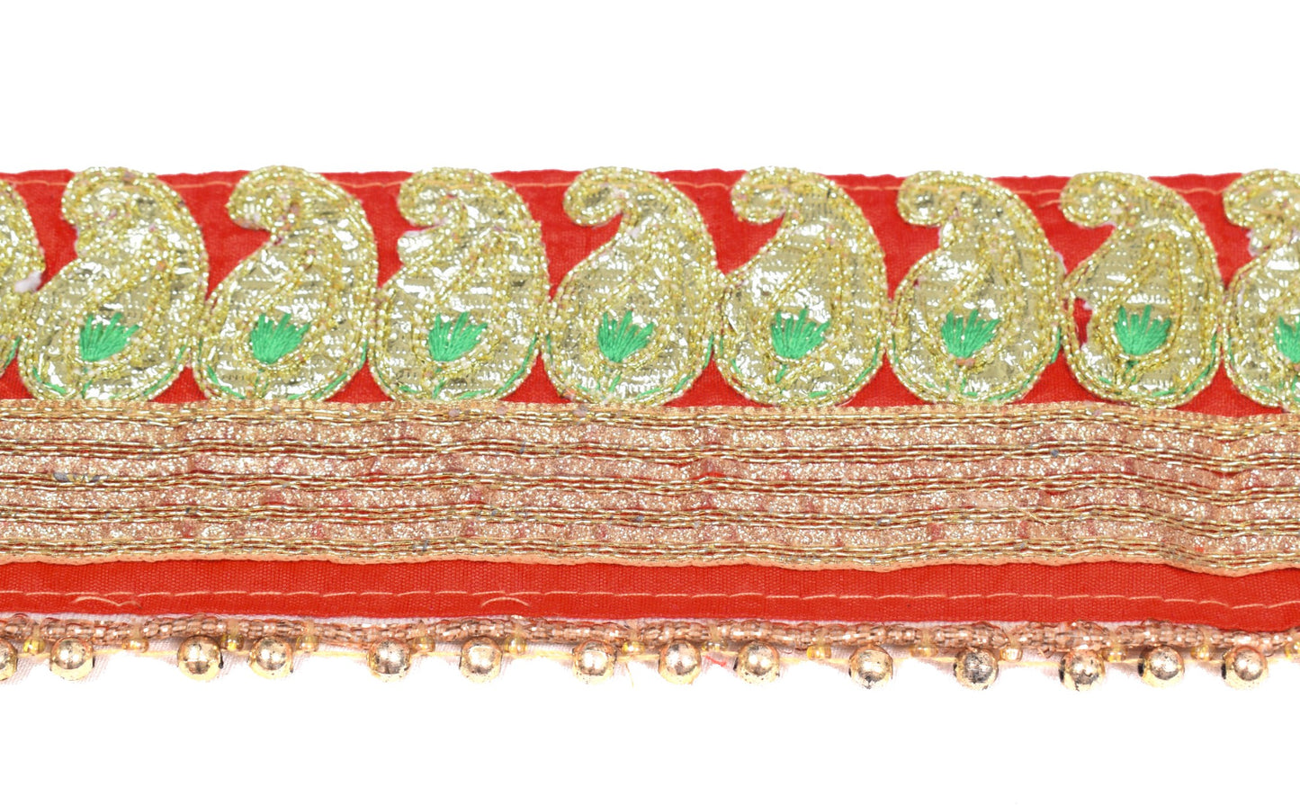Sushila Vintage Red Saree Border Silk Indian Craft Sewing Trim Patch Work Lace