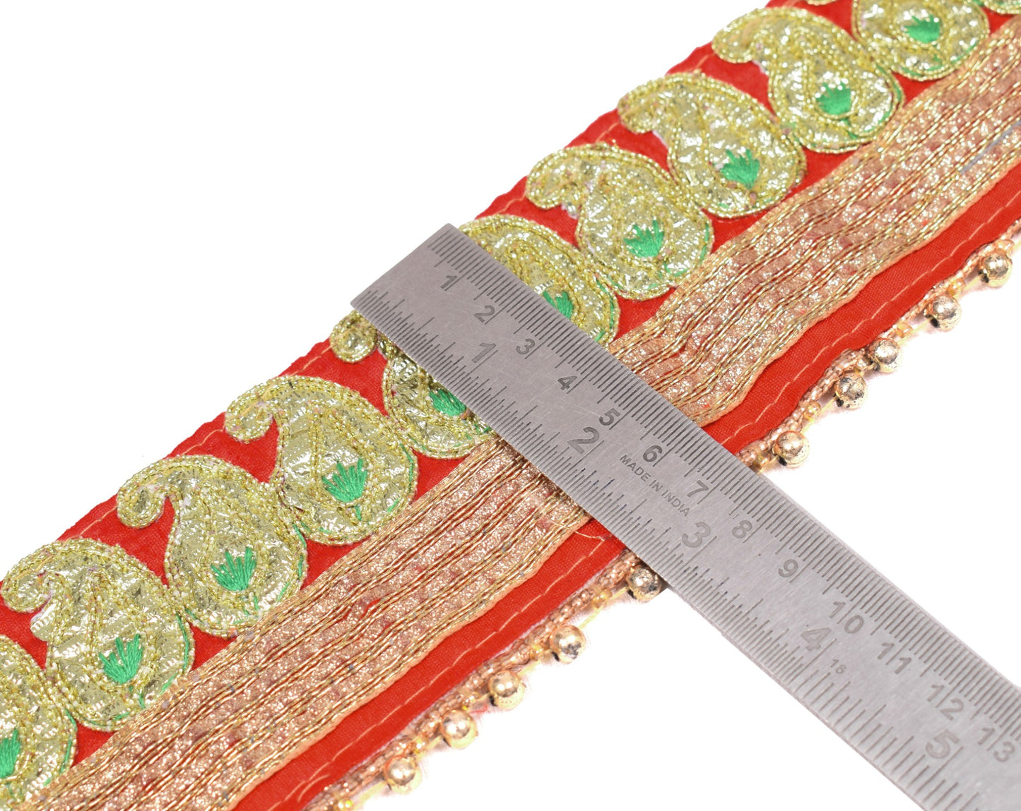 Sushila Vintage Red Saree Border Silk Indian Craft Sewing Trim Patch Work Lace