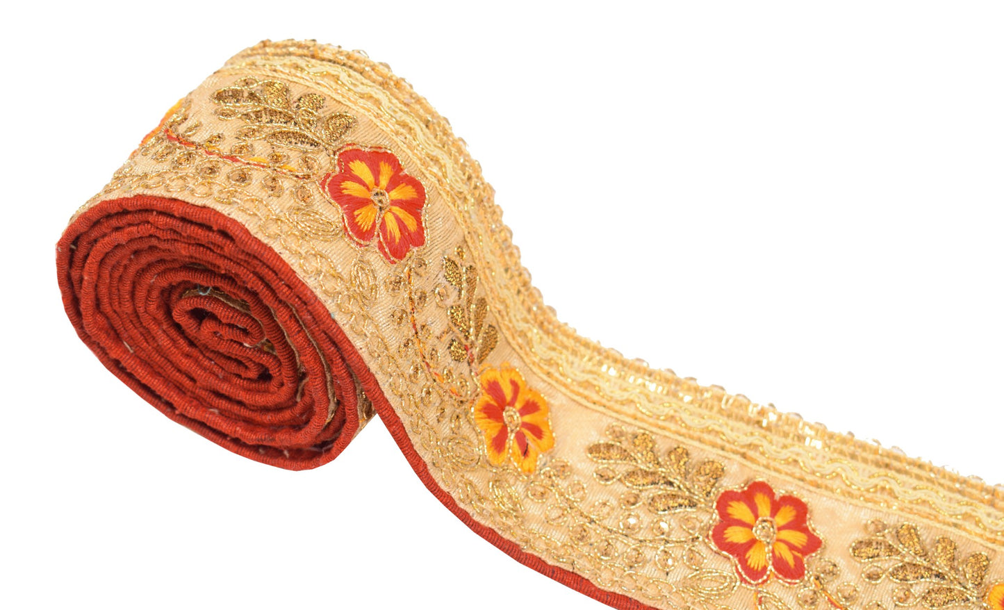 Sushila Vintage Saree Border Cream Embroidered Craft Sewing Trim Lace Ribbon