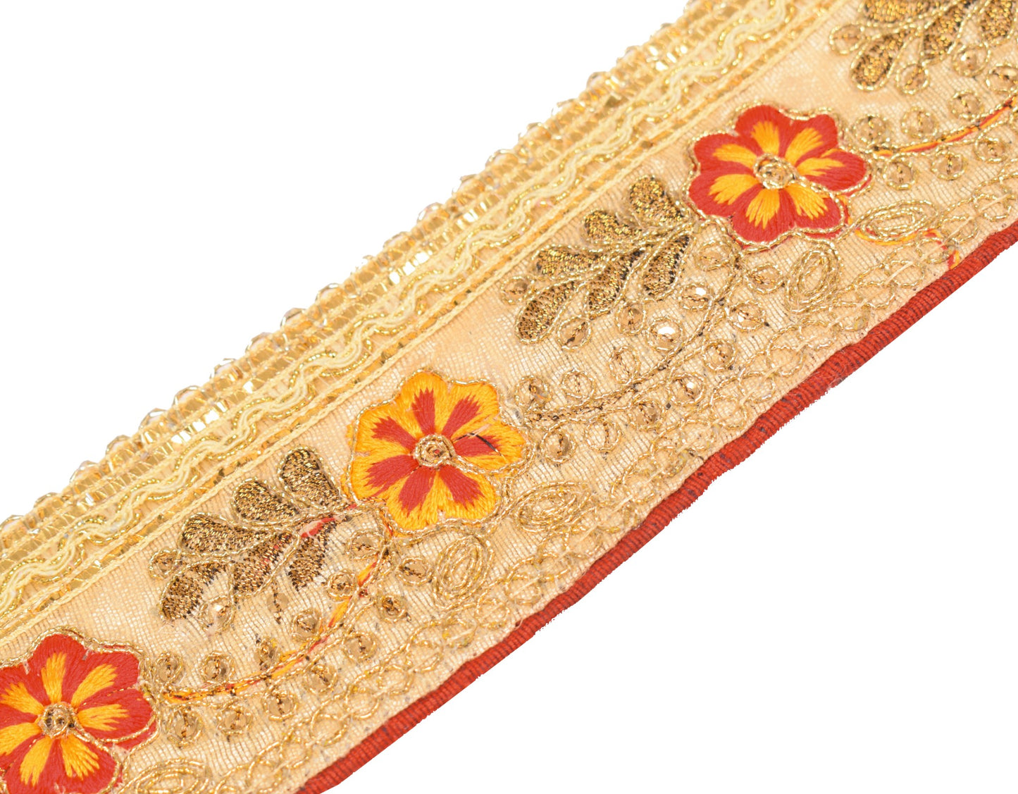 Sushila Vintage Saree Border Cream Embroidered Craft Sewing Trim Lace Ribbon