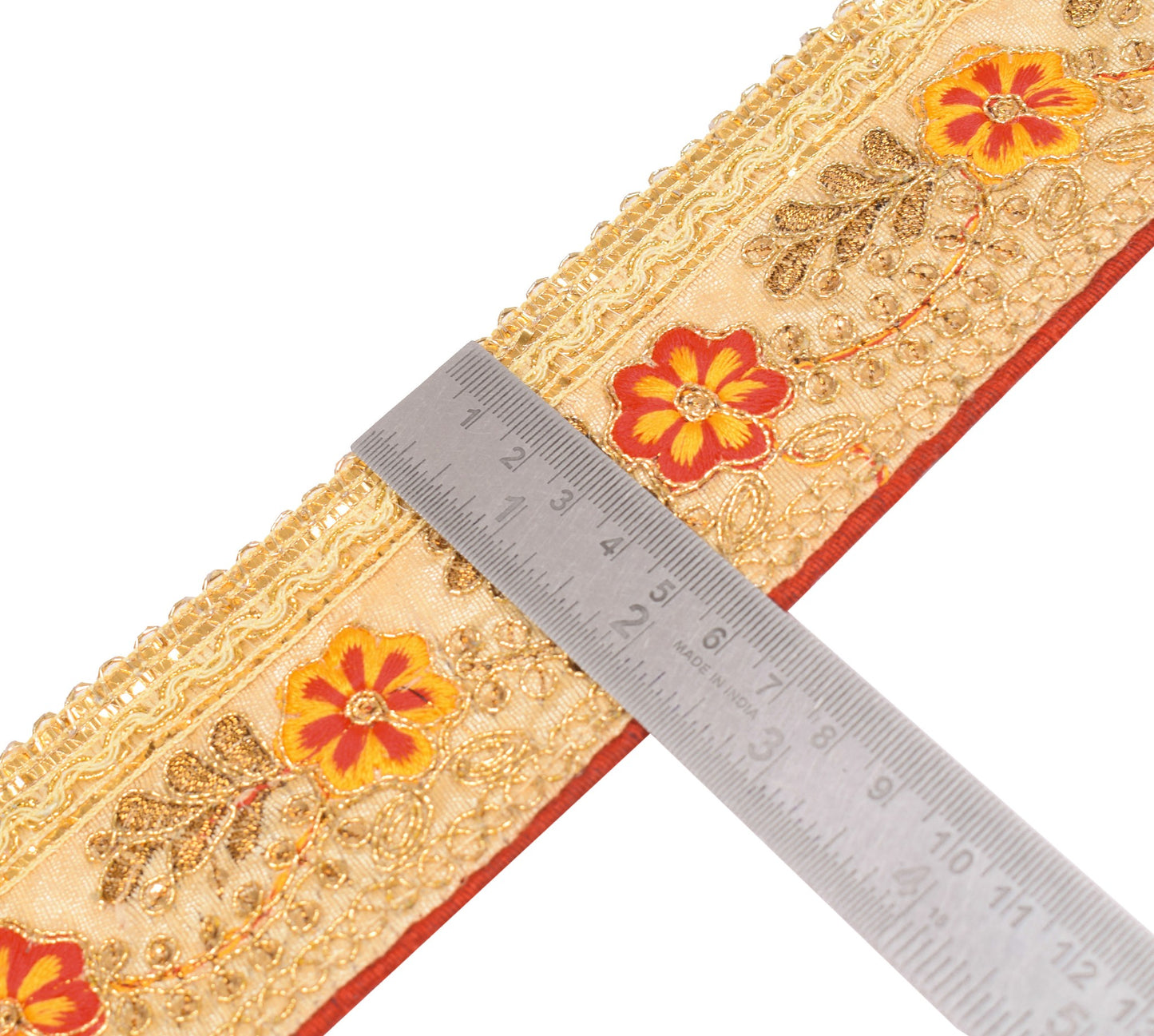 Sushila Vintage Saree Border Cream Embroidered Craft Sewing Trim Lace Ribbon