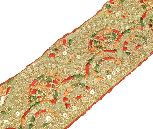 Sushila Vintage Sequins Embellish Saree Border Craft Sewing Trim Lace Ribbon