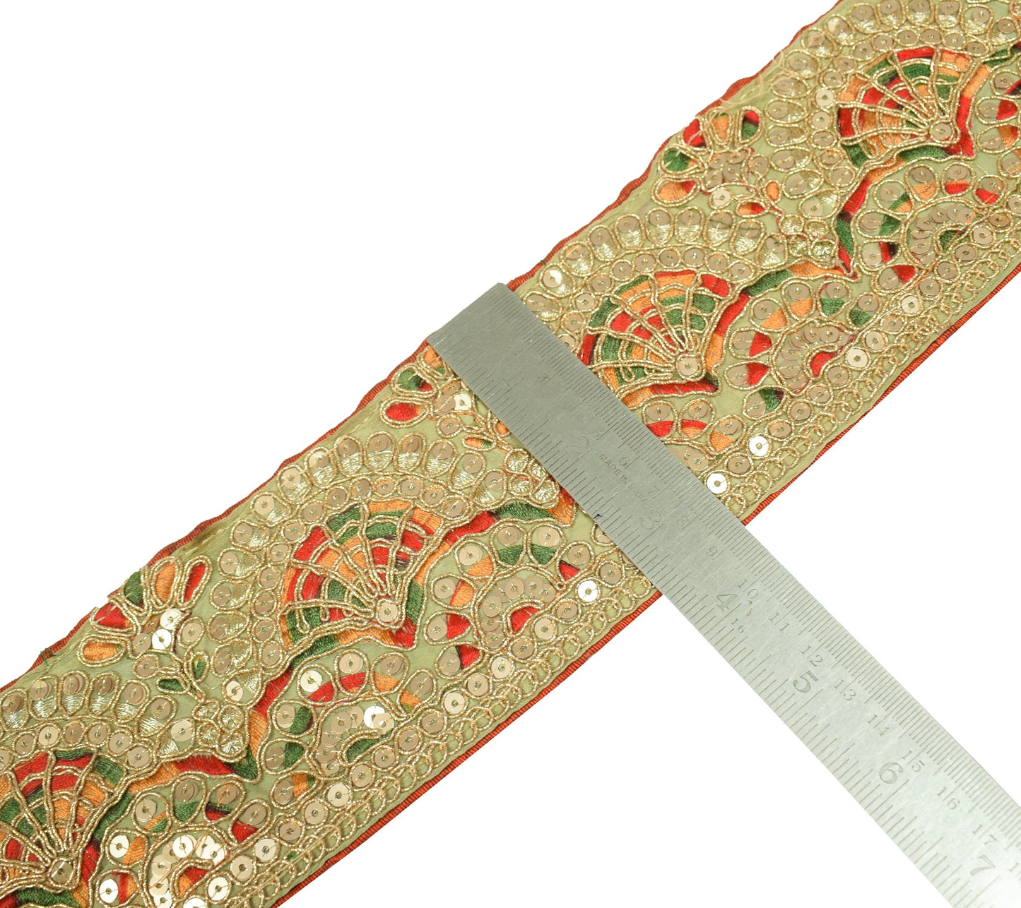 Sushila Vintage Sequins Embellish Saree Border Craft Sewing Trim Lace Ribbon