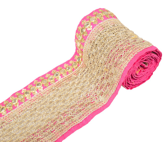 Sushila Vintage Golden Saree Border Patch Work Craft Sewing Trim Lace Ribbon