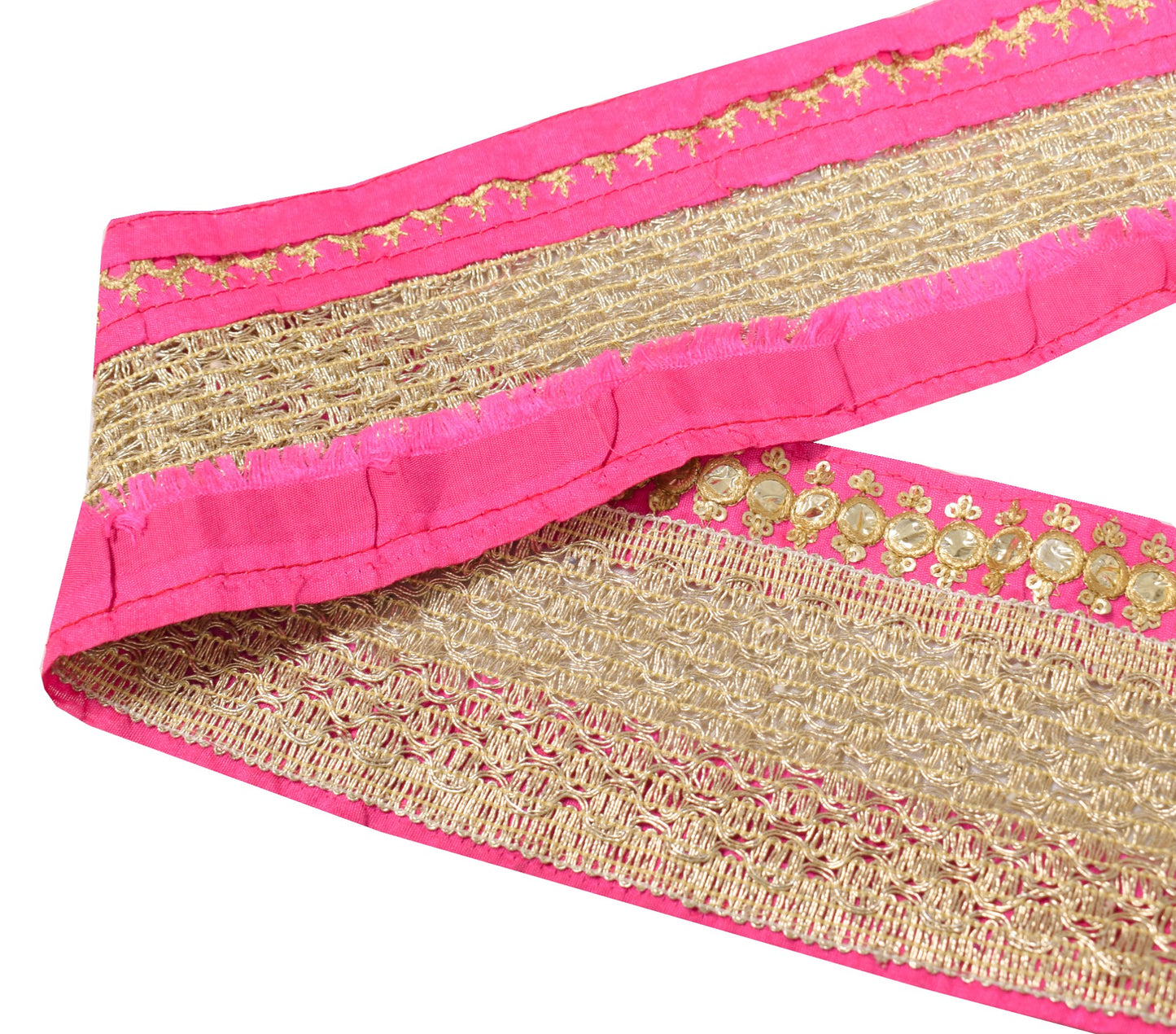 Sushila Vintage Golden Saree Border Patch Work Craft Sewing Trim Lace Ribbon