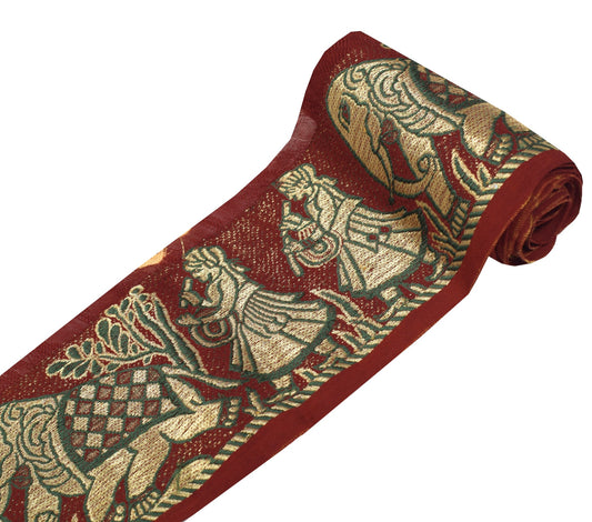 Sushila Vintage Maroon Saree Border Craft Sewing Trim Figure Woven Lace Ribbon