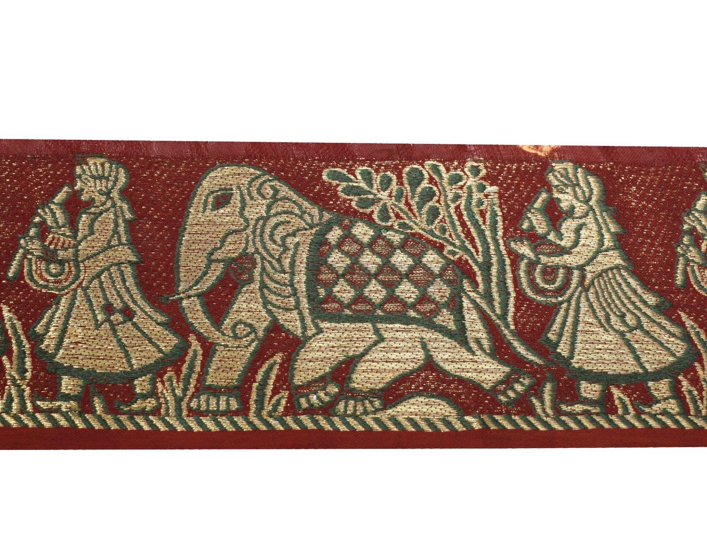 Sushila Vintage Maroon Saree Border Craft Sewing Trim Figure Woven Lace Ribbon