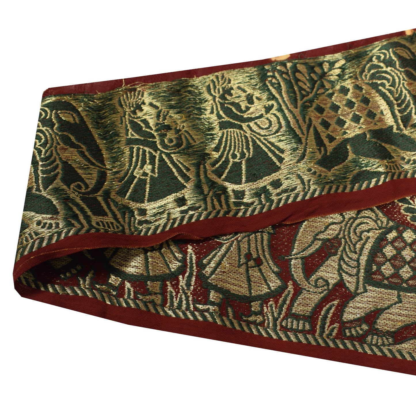 Sushila Vintage Maroon Saree Border Craft Sewing Trim Figure Woven Lace Ribbon