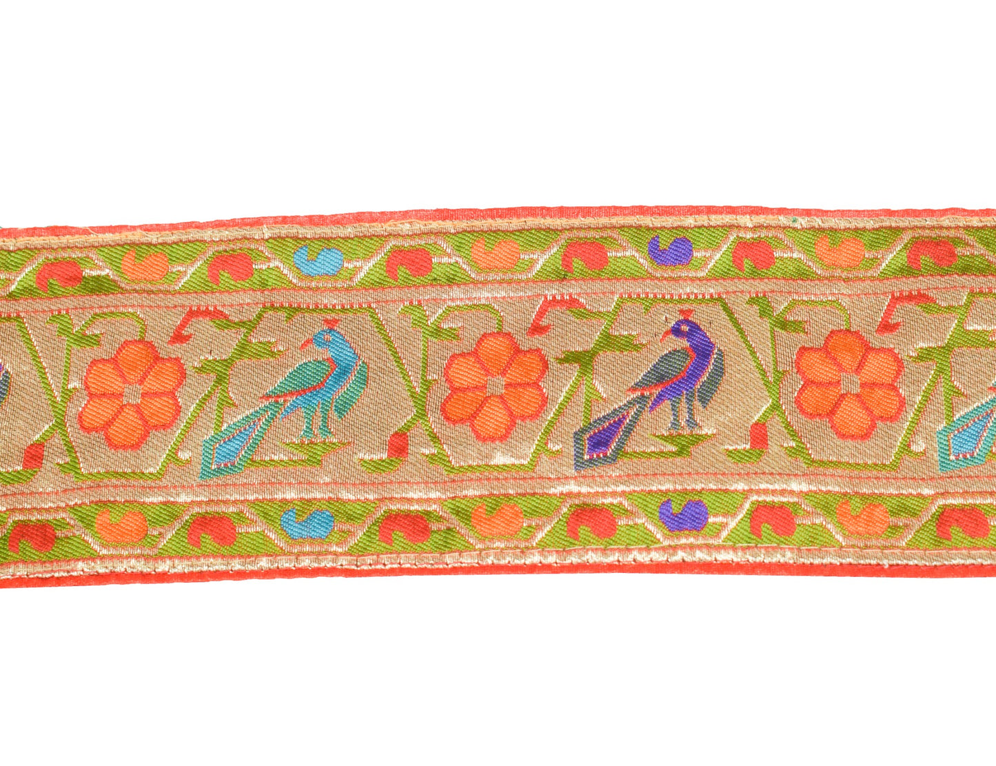 Sushila Vintage Golden Saree Border Craft Sewing Trim Art Silk Woven Lace Ribbon