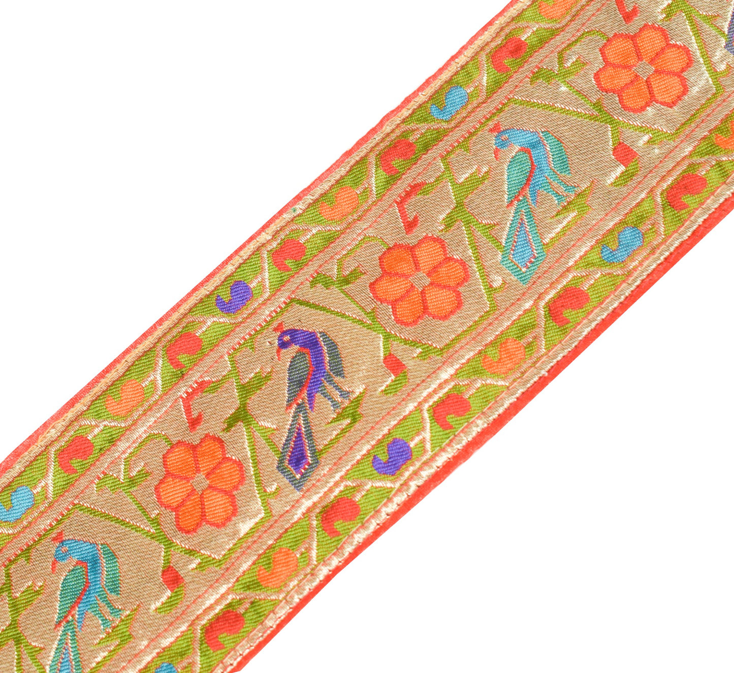 Sushila Vintage Golden Saree Border Craft Sewing Trim Art Silk Woven Lace Ribbon