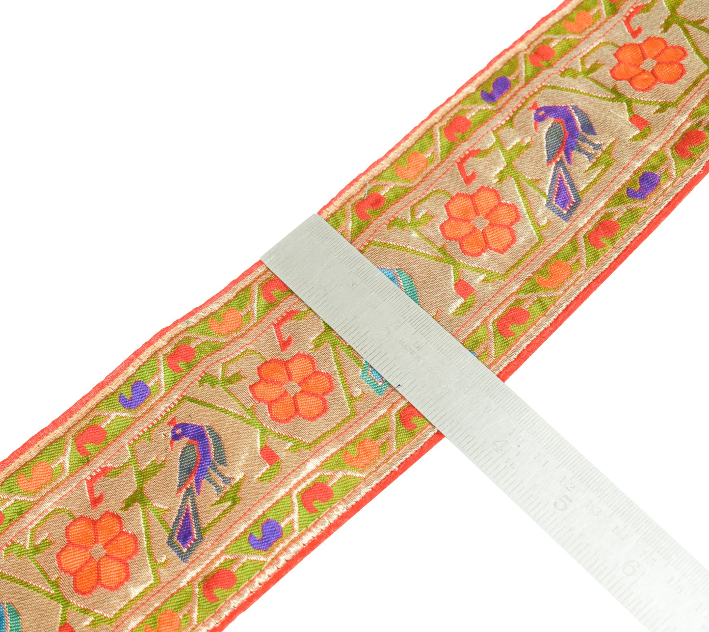 Sushila Vintage Golden Saree Border Craft Sewing Trim Art Silk Woven Lace Ribbon