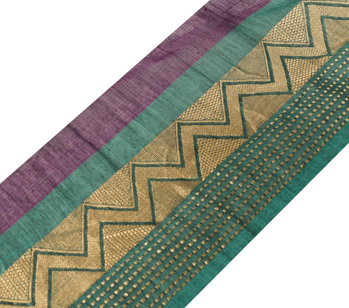 Sushila Vintage Green Saree Border Zari Woven Craft Sewing Trim PureCotton Lace