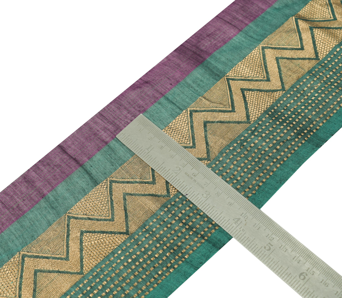 Sushila Vintage Green Saree Border Zari Woven Craft Sewing Trim PureCotton Lace