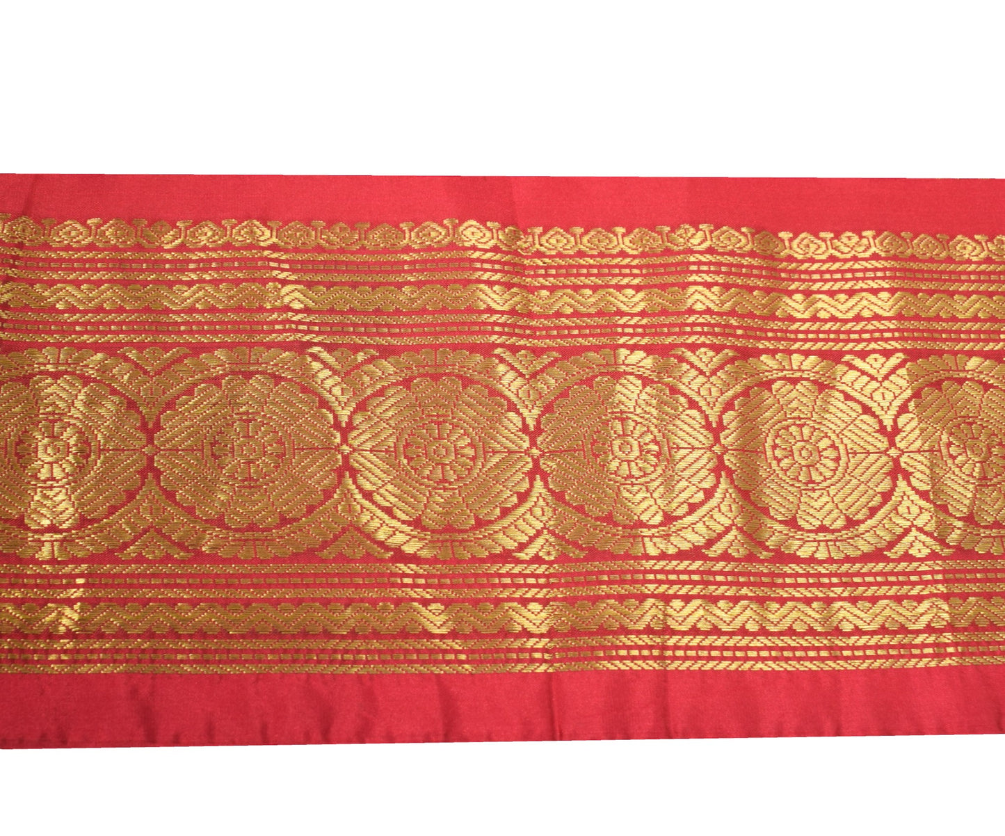 Sushila Vintage Red Saree Border Zari Woven Craft Sewing Trim Silk Lace Ribbon