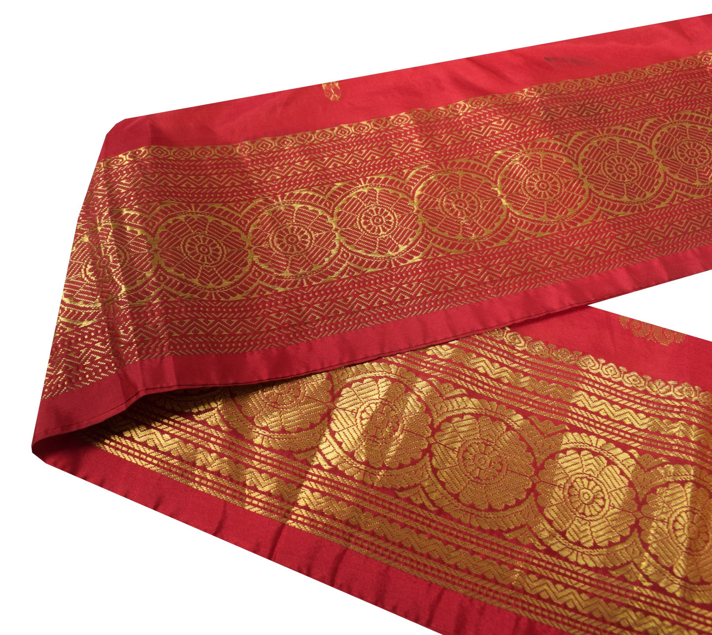 Sushila Vintage Red Saree Border Zari Woven Craft Sewing Trim Silk Lace Ribbon