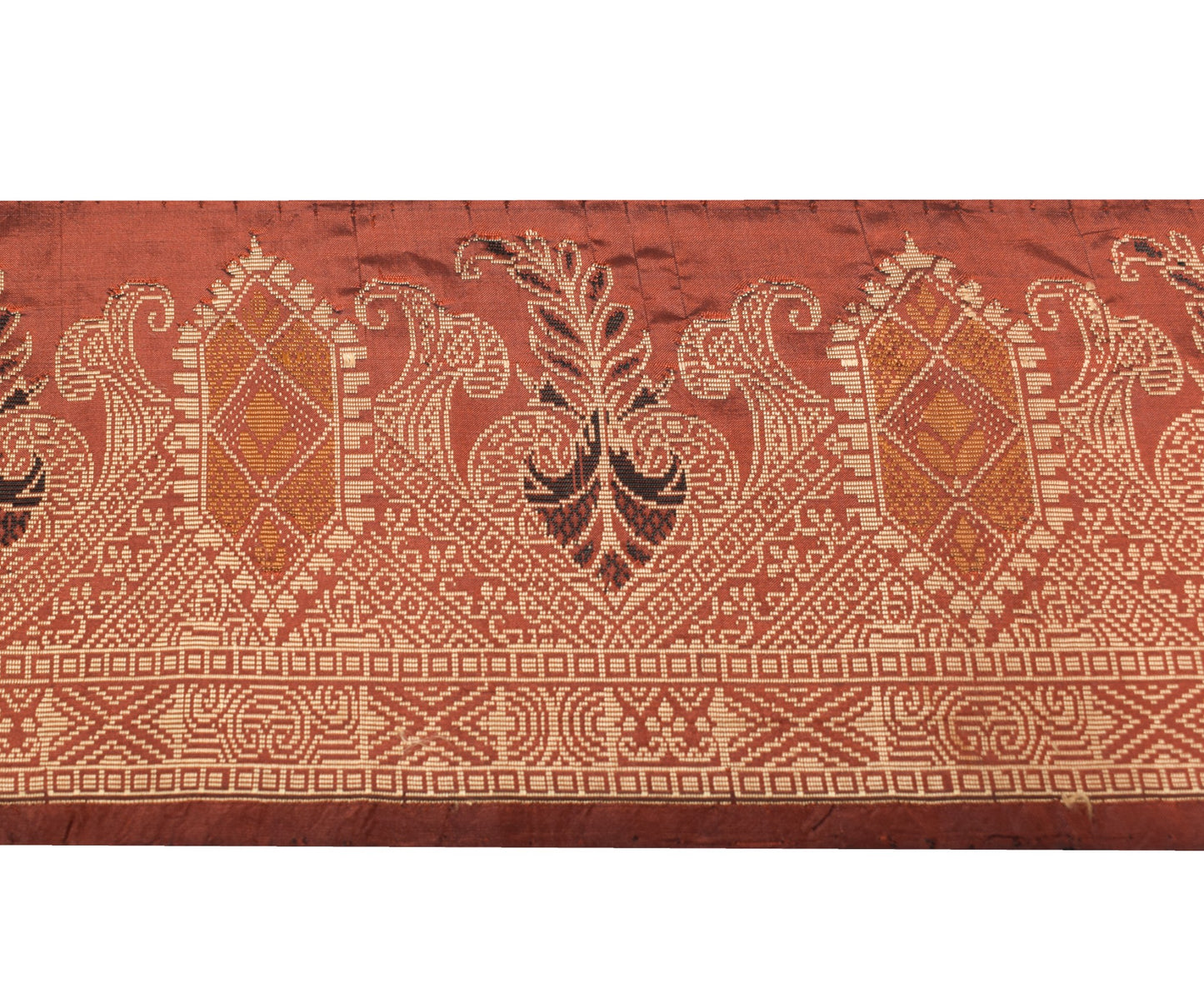 Sushila Vintage Brown Saree Border Pure Silk Craft Sewing Trim Woven Lace Ribbon