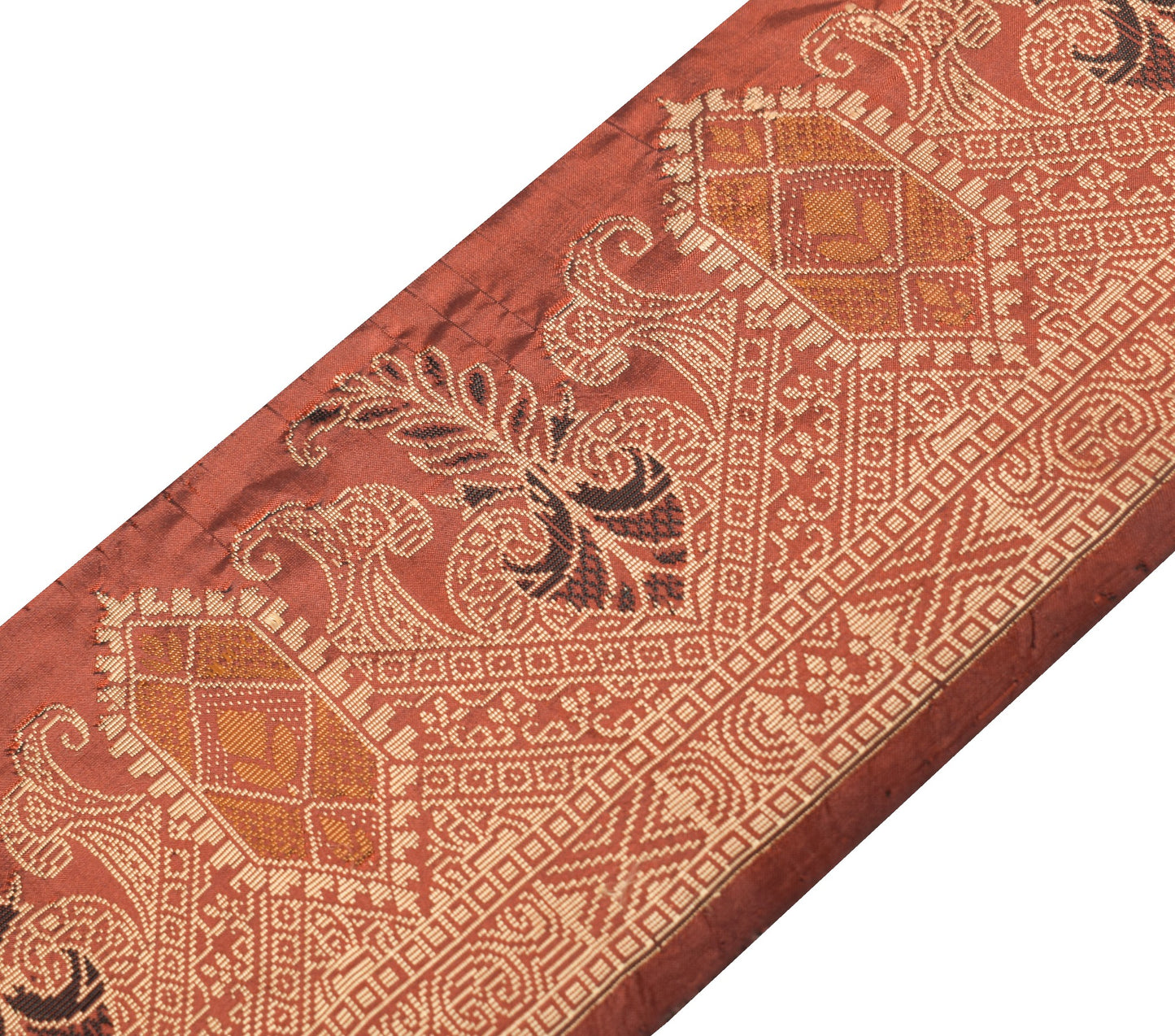 Sushila Vintage Brown Saree Border Pure Silk Craft Sewing Trim Woven Lace Ribbon