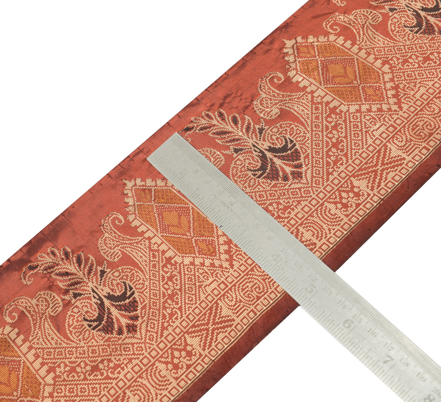 Sushila Vintage Brown Saree Border Pure Silk Craft Sewing Trim Woven Lace Ribbon