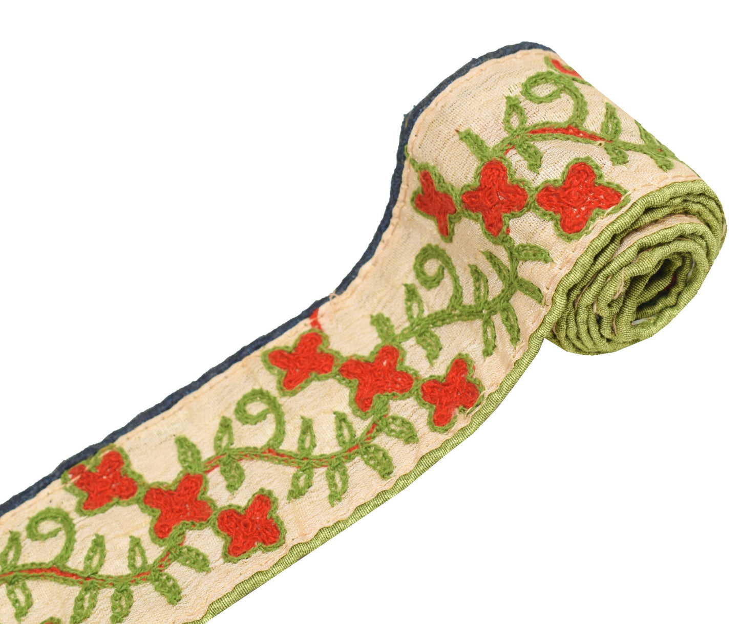 Sushila Vintage Cream Saree Border Embroidered Craft Sewing Trim Lace Ribbon