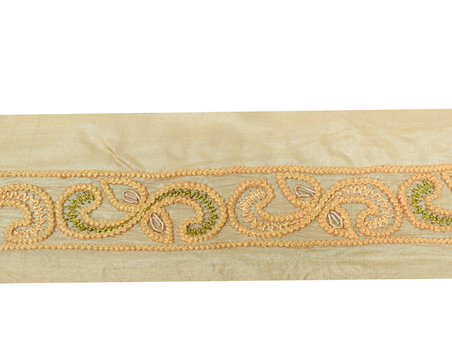 Sushila Vintage Pure Tussar Saree Border Craft Sewing Trim Hand Embroidered Lace
