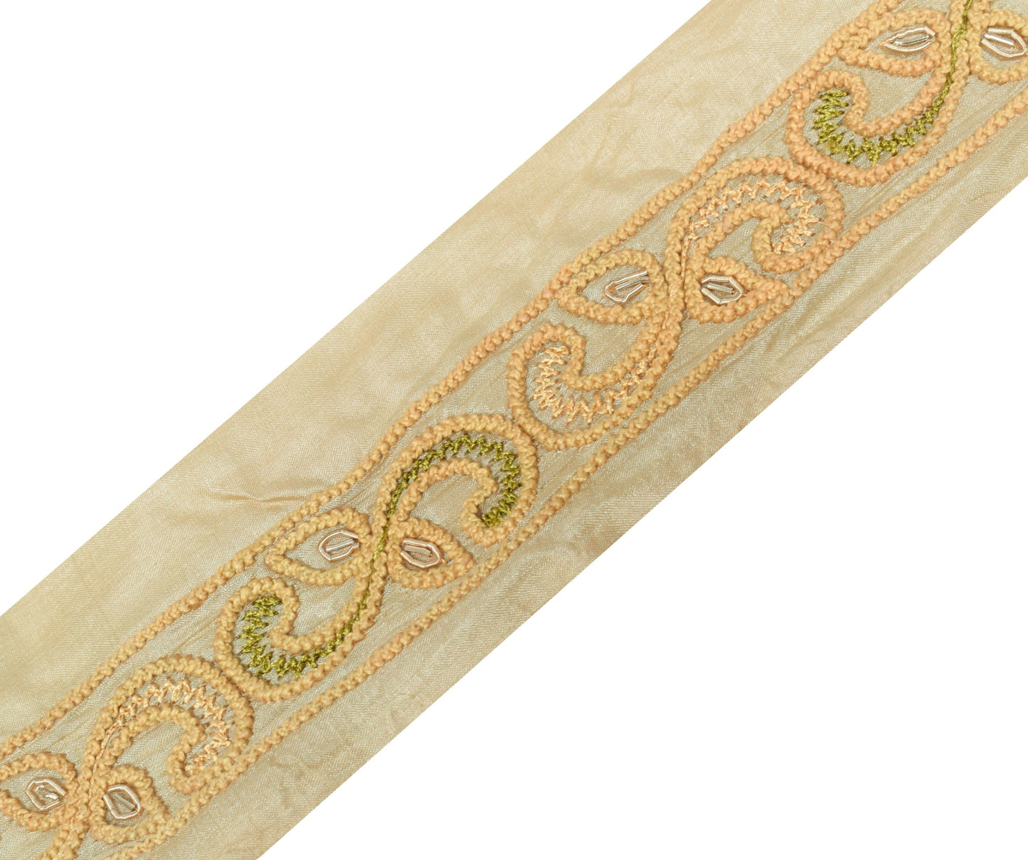 Sushila Vintage Pure Tussar Saree Border Craft Sewing Trim Hand Embroidered Lace