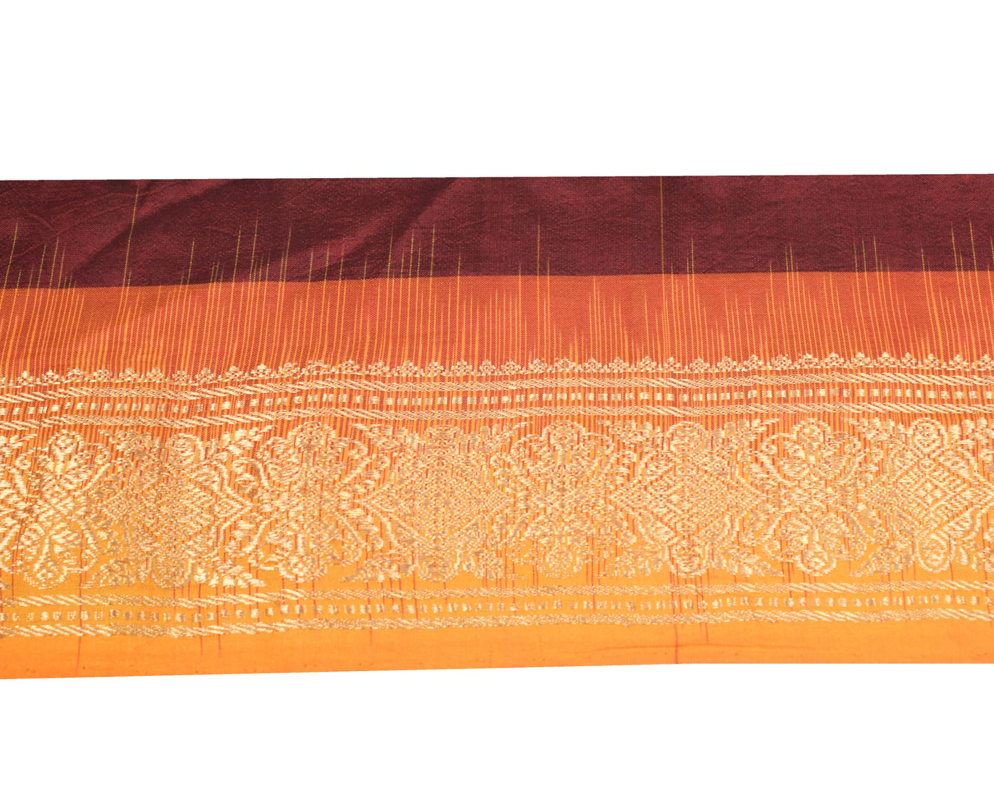 Sushila Vintage Zari Woven Saree Border Orange Craft Sewing Trim Pure Silk Lace